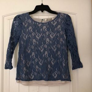 Annabella blue lace top 3/4 sleeves
